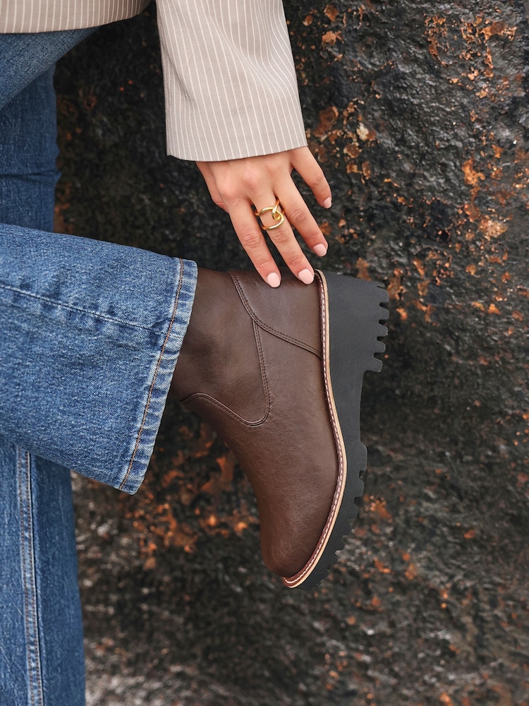 Linzi Brown Wide Fit Pulse Wedged Heel Ankle Boots - Image 2 of 7 Linzi Brown Wide Fit Pulse Wedged Heel Ankle Boots - Image 2 of 7