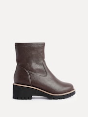 Linzi Brown Wide Fit Pulse Wedged Heel Ankle Boots - Image 3 of 7