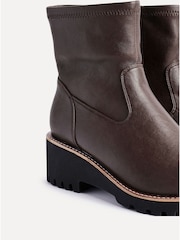 Linzi Brown Wide Fit Pulse Wedged Heel Ankle Boots - Image 5 of 7