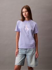Calvin Klein Purple Monogram Logo T-Shirt - Image 1 of 5