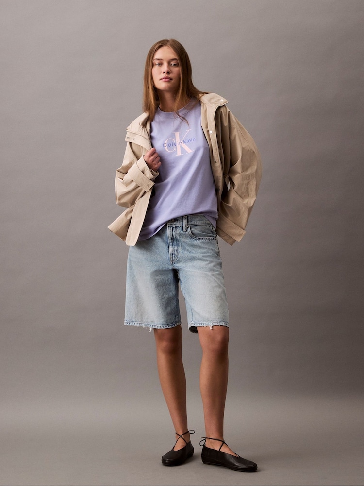 Calvin Klein Purple Monogram Logo T-Shirt - Image 5 of 5