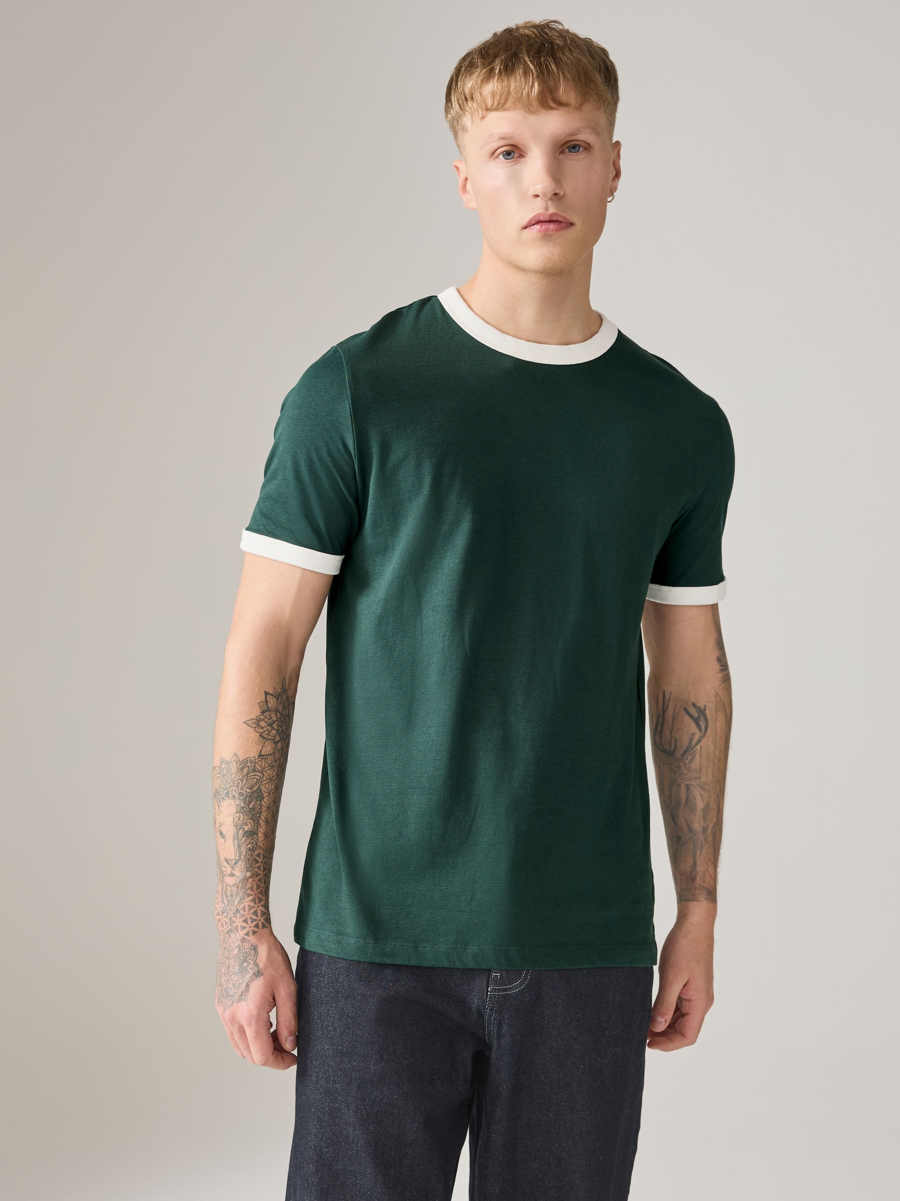Buy Green Slim Fit Ringer T-Shirt from Next USA