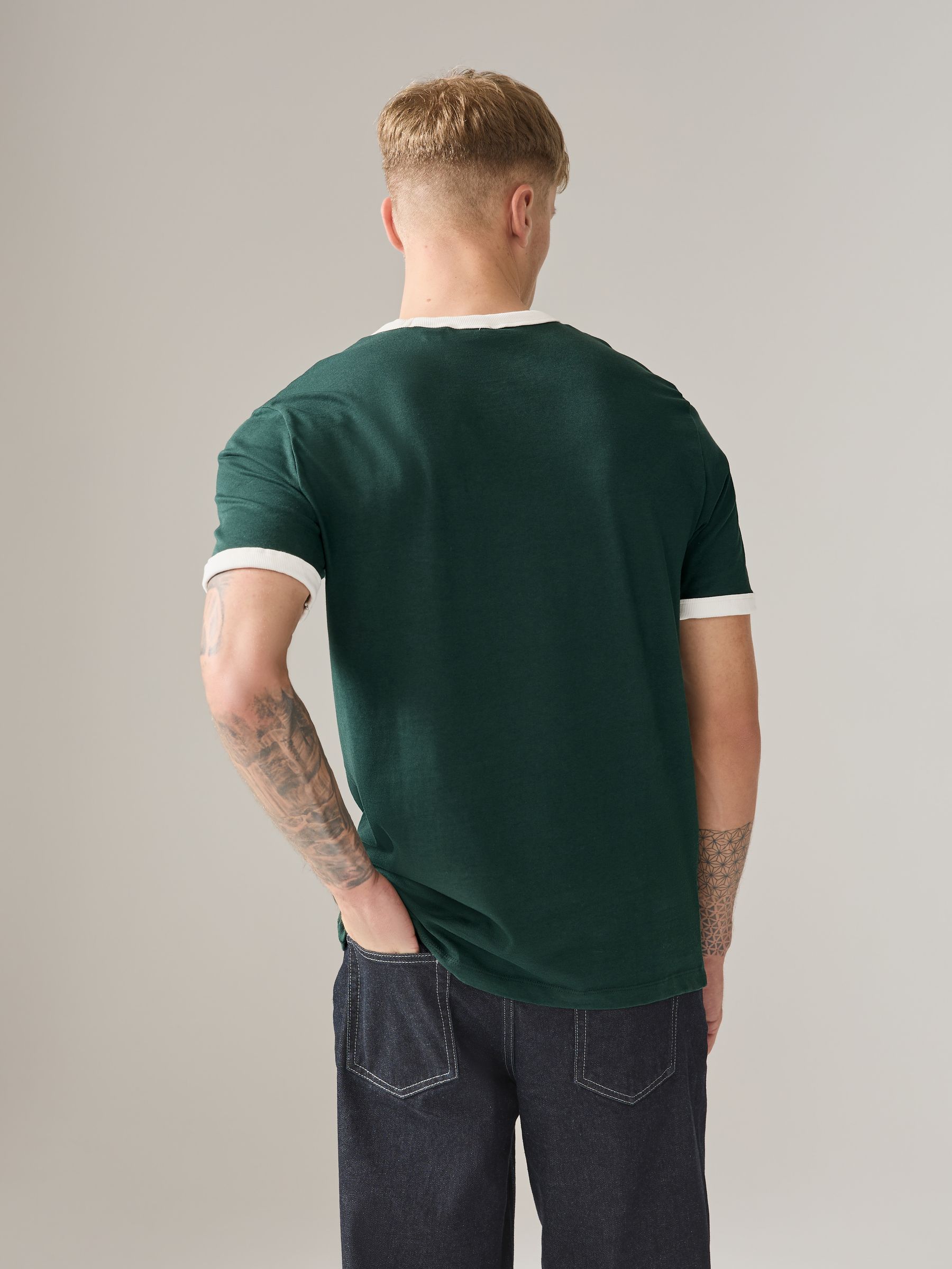 Buy Green Regular Fit Ringer T-Shirt from Next Canada