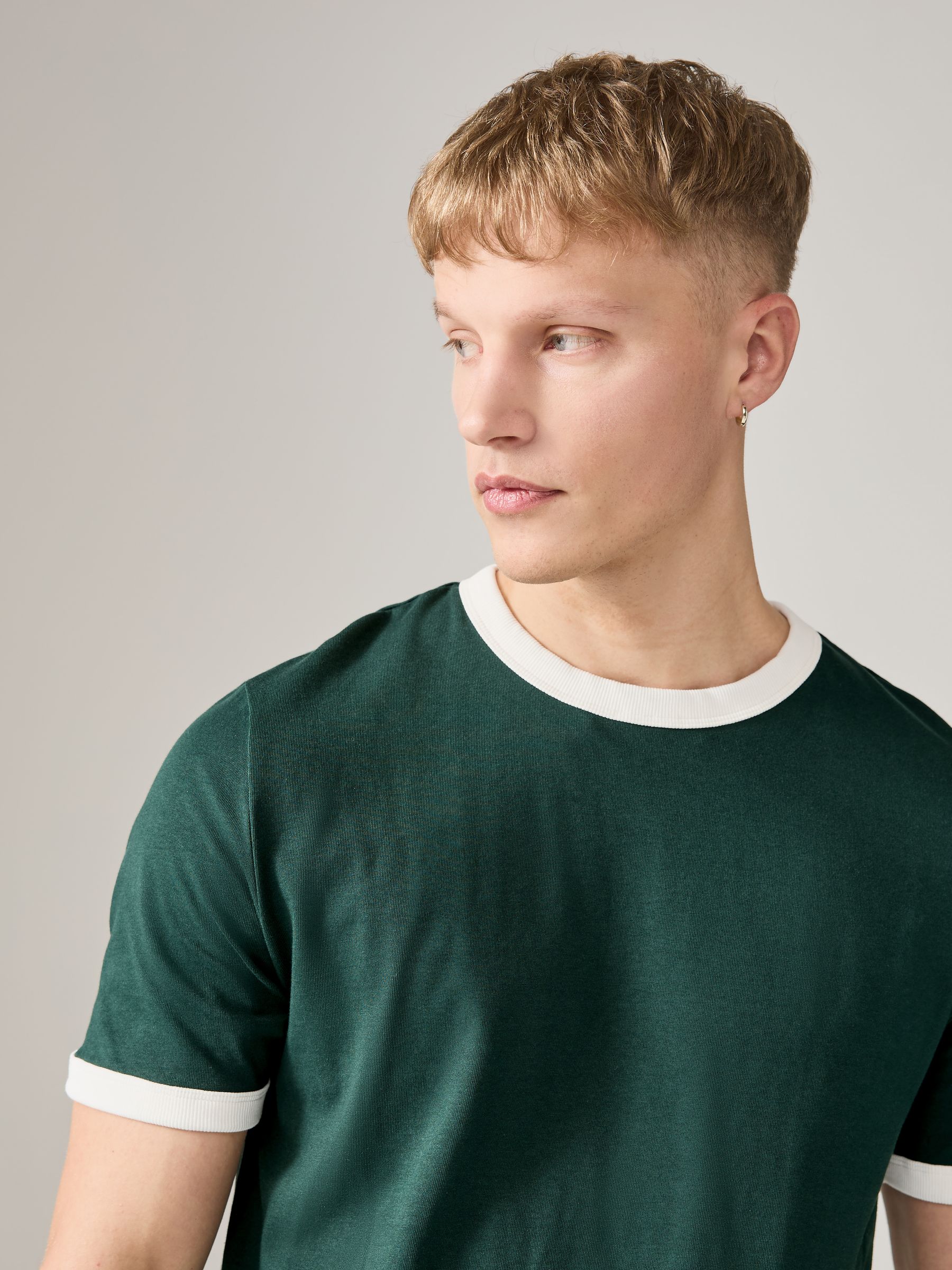 Buy Green Regular Fit Ringer T-Shirt from Next Canada