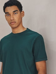 Olive Green Regular Fit Short Sleeve Textured T-Shirt - Image 1 of 4