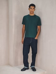 Olive Green Regular Fit Short Sleeve Textured T-Shirt - Image 4 of 4