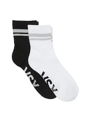 Victoria's Secret Black & Reflective White 2 Pack Quarter Socks - Image 1 of 1