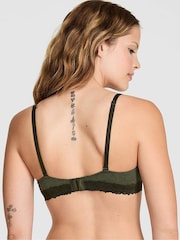 Victoria's Secret PINK Forest Green Lightly Lined Cotton Heather Lace Trim Bra - Image 2 of 3