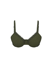 Victoria's Secret PINK Forest Green Lightly Lined Cotton Heather Lace Trim Bra - Image 3 of 3