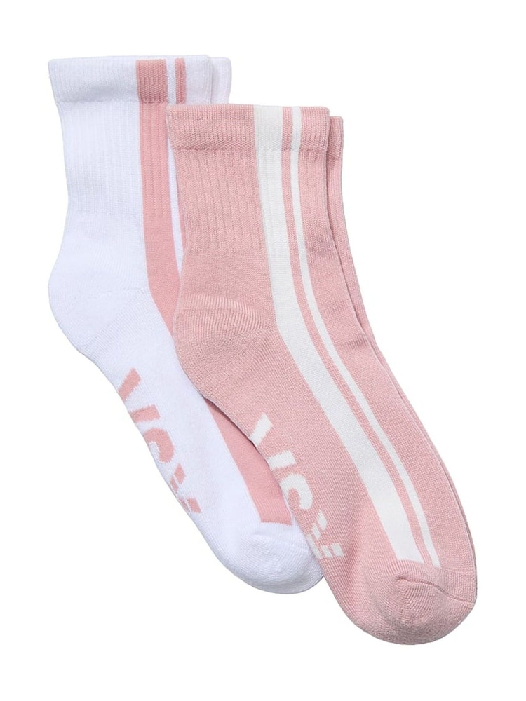 Victoria's Secret White & Bare All Pink 2 Pack Quarter Socks - Image 1 of 2