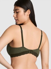 Victoria's Secret PINK Forest Green Push Up Cotton Heather Lace Trim Bra - Image 2 of 3