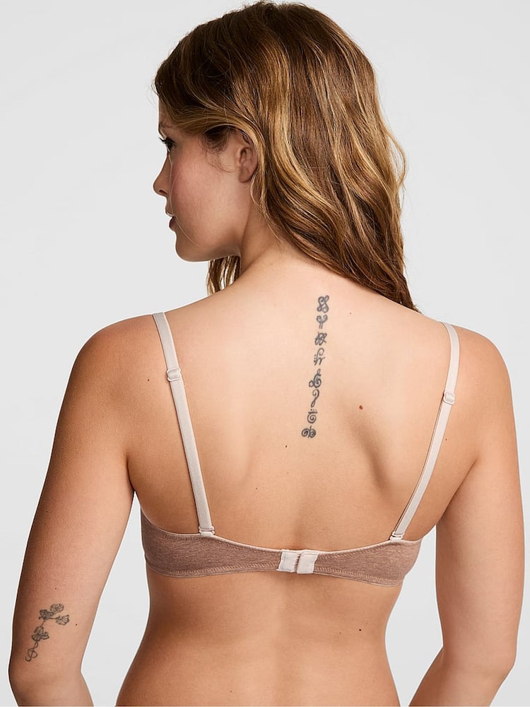 Victoria's Secret PINK Praline Nude Super Push Up Cotton Heather Lace Trim Bra - Image 2 of 2