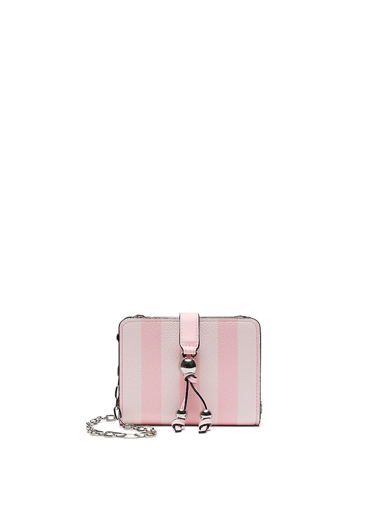 Victoria's Secret Iconic Stripe Pink Convertible Chain Wallet - Image 1 of 3 Victoria's Secret Iconic Stripe Pink Convertible Chain Wallet - Image 1 of 3