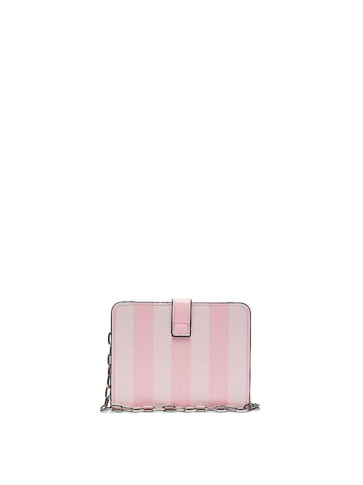 Victoria's Secret Iconic Stripe Pink Convertible Chain Wallet - Image 2 of 3 Victoria's Secret Iconic Stripe Pink Convertible Chain Wallet - Image 2 of 3