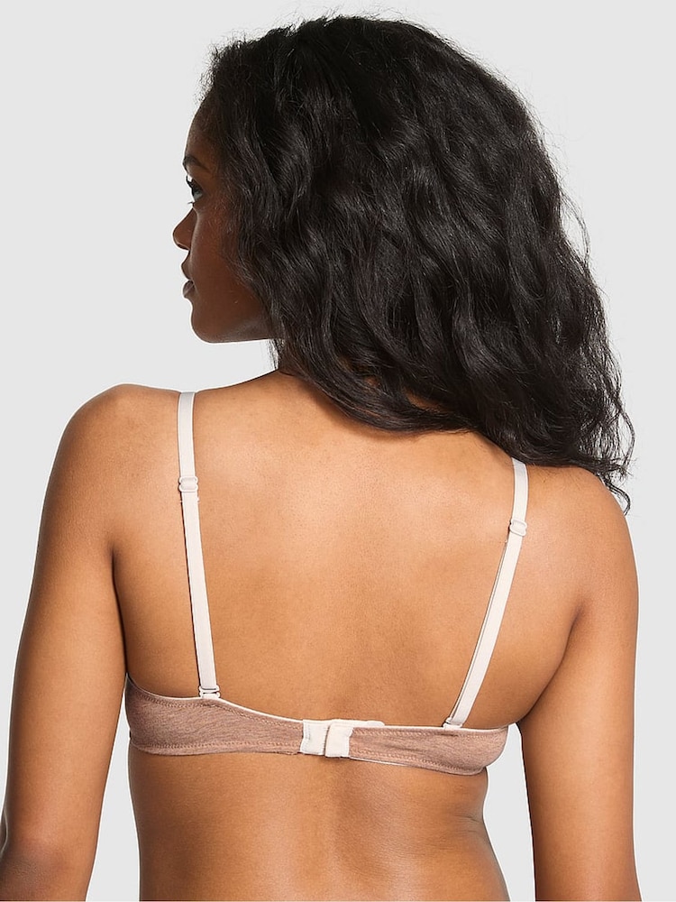 Victoria's Secret PINK Praline Nude Non Wired Lightly Lined Cotton Heather Lace Trim Bra - Image 2 of 2