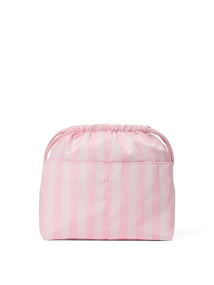 Victoria's Secret Iconic Stripe Pink Cinch Makeup Bag - Image 3 of 3