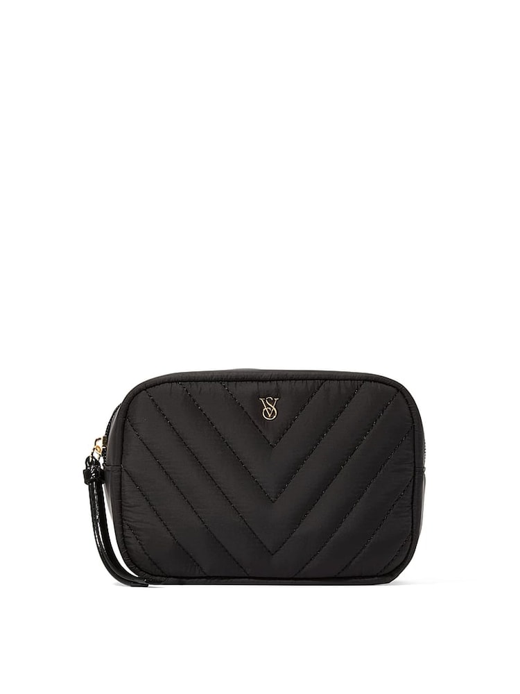 Victoria's Secret Black V Quilt Make-Up Bag - Image 1 of 2 Victoria's Secret Black V Quilt Make-Up Bag - Image 1 of 2
