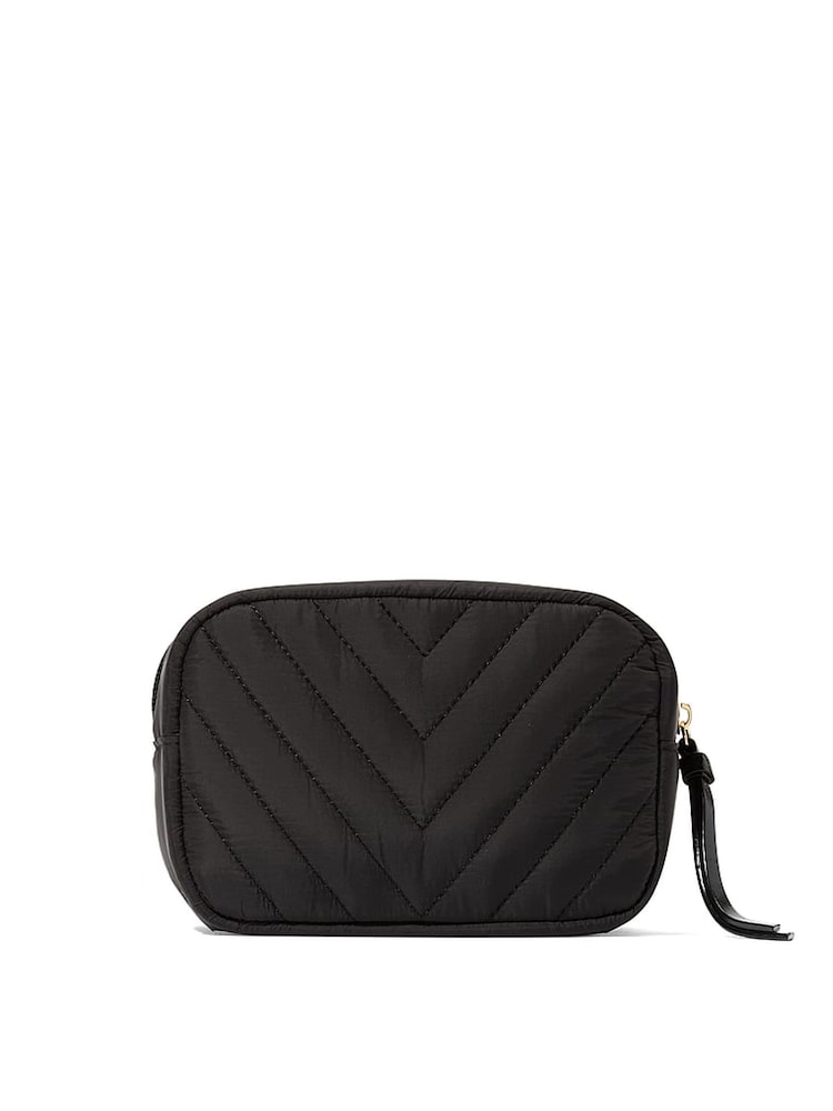 Victoria's Secret Black V Quilt Make-Up Bag - Image 2 of 2 Victoria's Secret Black V Quilt Make-Up Bag - Image 2 of 2