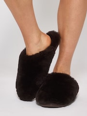 Loungeable Real Sheepskin Fluffy Brown Mules - Bild 1 von 5