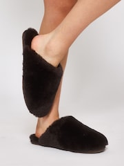 Loungeable Real Sheepskin Fluffy Brown Mules - Bild 2 von 5