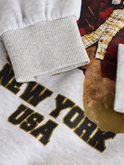 Grey Marl Teddy Bear Graphic Sweatshirt (3-16yrs) - Image 3 of 4
