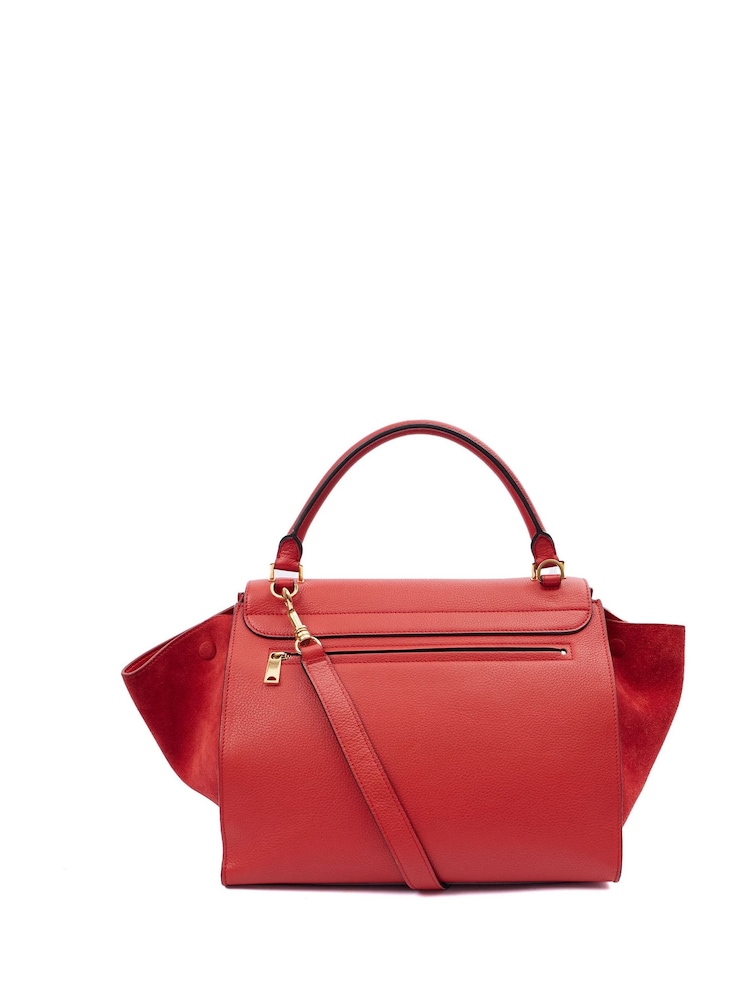 Celine Red Trapeze Medium Handle Top - Image 2 of 7
