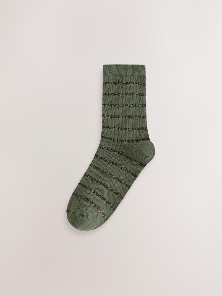 Neutral Sparkle Stripe Ankle Socks 3 Pack - Image 2 of 6