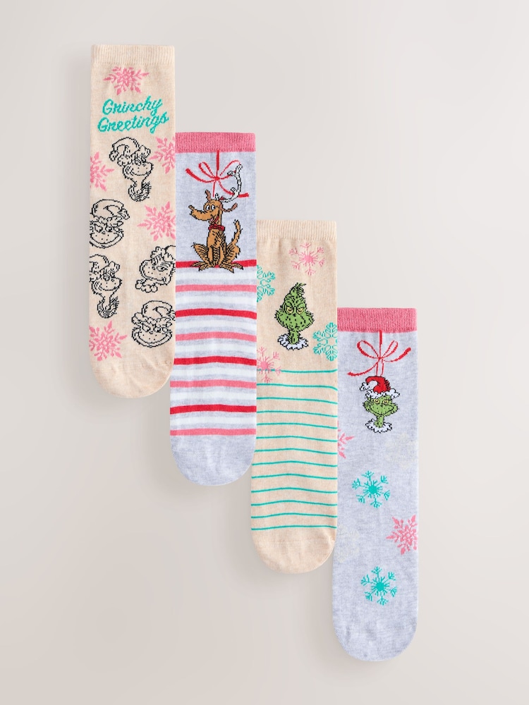 Grinch License Christmas Ankle Socks 4 Pack - Image 1 of 8