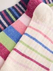 Bright Multicolour Sparkle Stripe Ankle Socks 3 Pack - Image 5 of 6