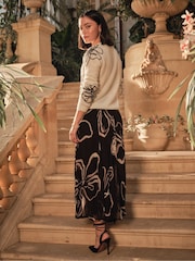 FatFace Black Floral Midi Skirt - Image 3 of 5