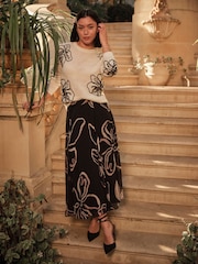 FatFace Black Floral Midi Skirt - Image 4 of 5
