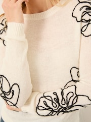FatFace Layla Ivory Floral Embroidered Jumper - Image 7 of 9