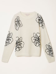 FatFace Layla Ivory Floral Embroidered Jumper - Image 9 of 9
