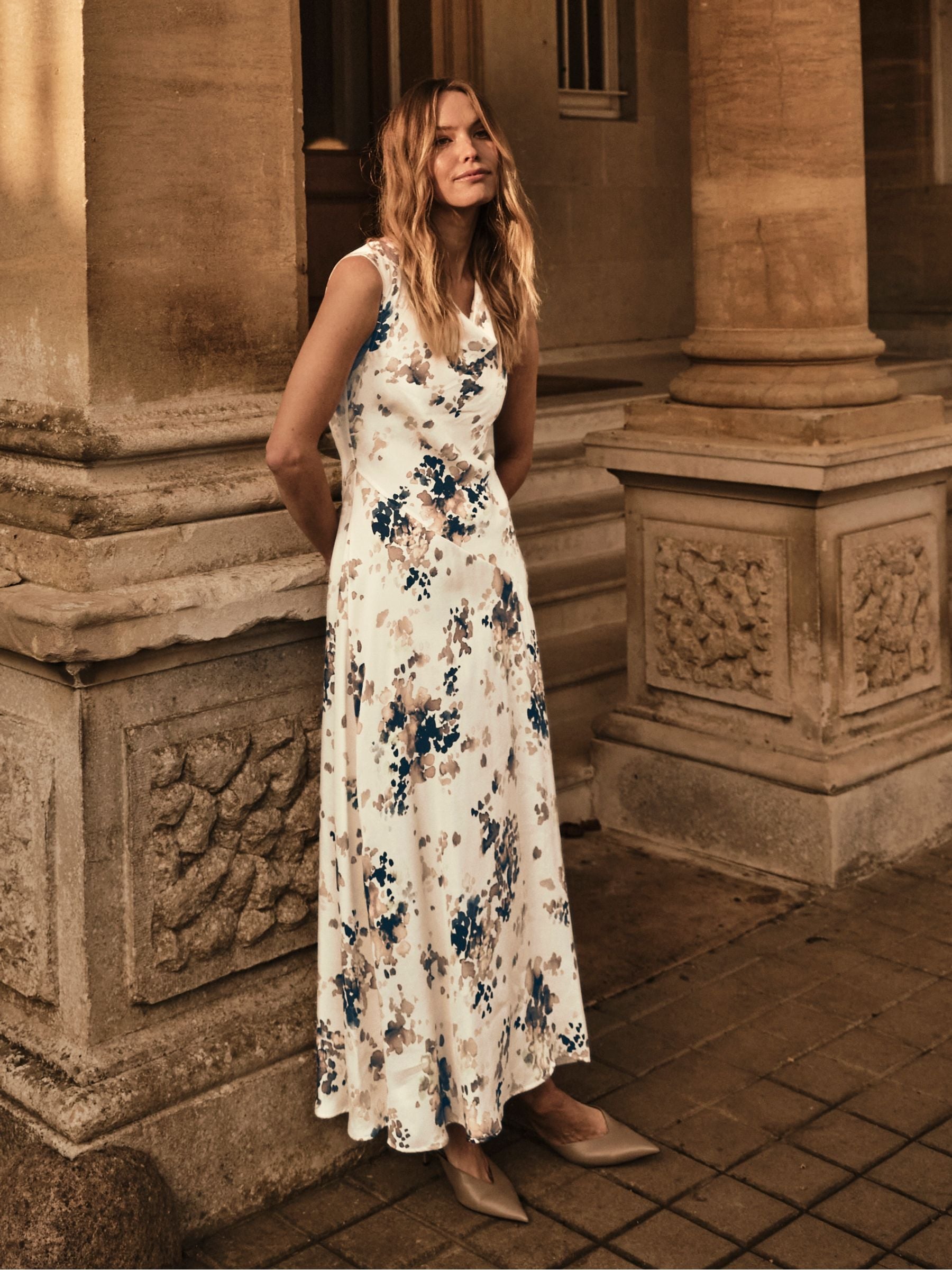 Buy FatFace Liza Ivory Floral Cowl Neck Midi Dress from Next USA