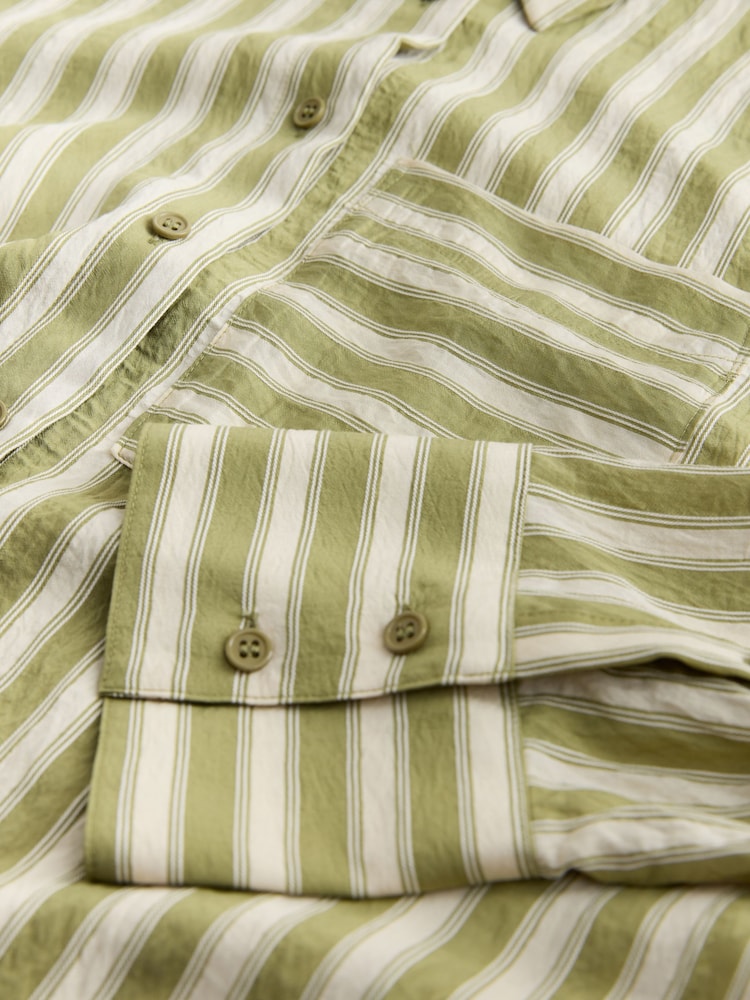 Green/White Jacquard Stripe Oversized Long Sleeve Shirt - Image 12 of 12 Green/White Jacquard Stripe Oversized Long Sleeve Shirt - Image 12 of 12