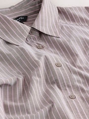 Chocolate Brown/Pink Stripe Oversized Boyfriend Long Sleeve Shirt - Image 8 of 8