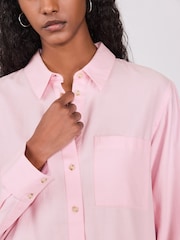 Pink Relaxed 100% Cotton Button Down Casual Long Sleeve Shirt - Image 5 of 8