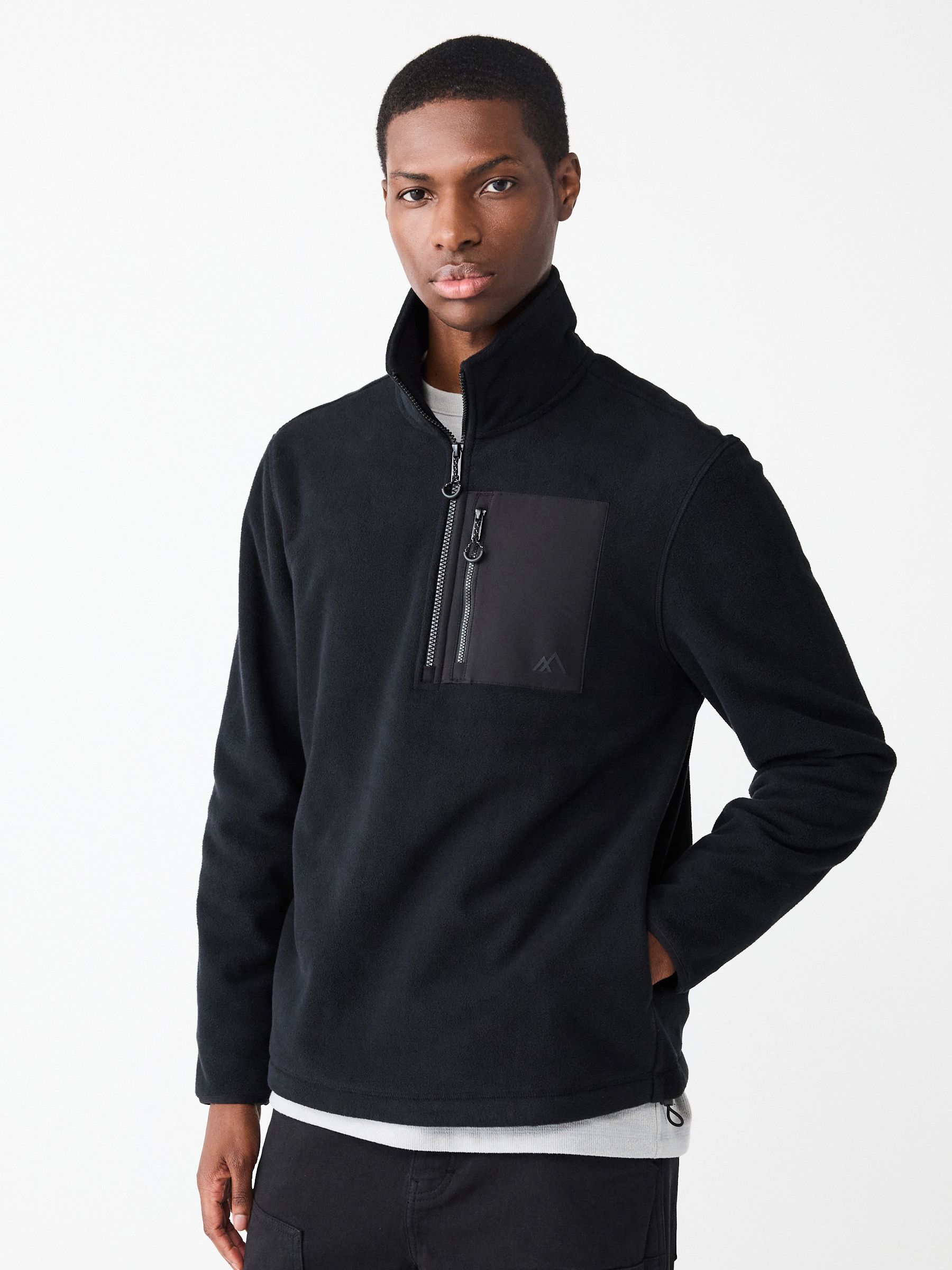 Buy Black Zip Neck Utility Style Polar Fleece from Next Romania
