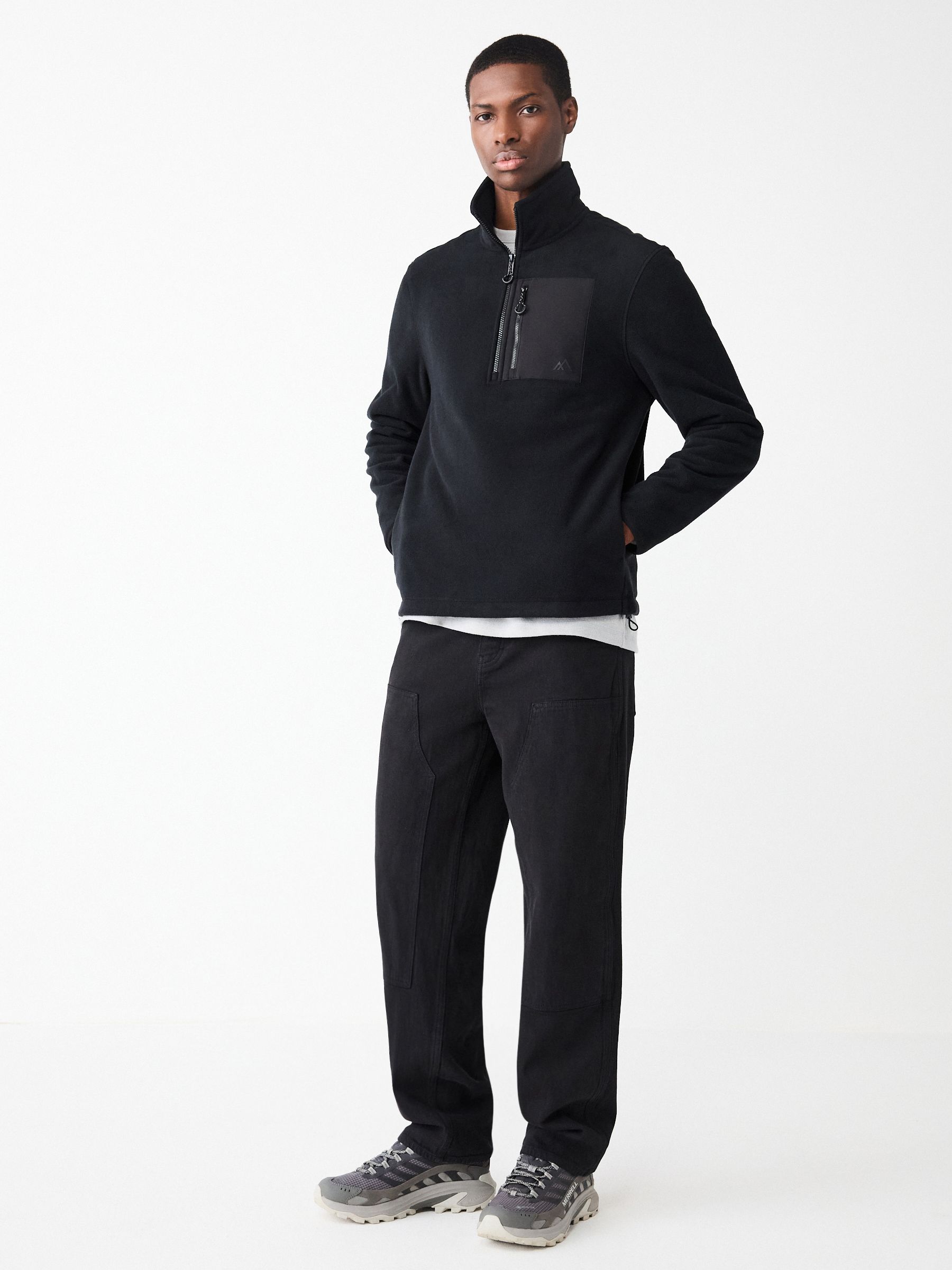 Buy Black Zip Neck Utility Style Polar Fleece from Next Romania