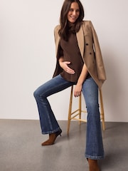 Dark Blue Maternity Denim Flare Jeans - Image 1 of 5