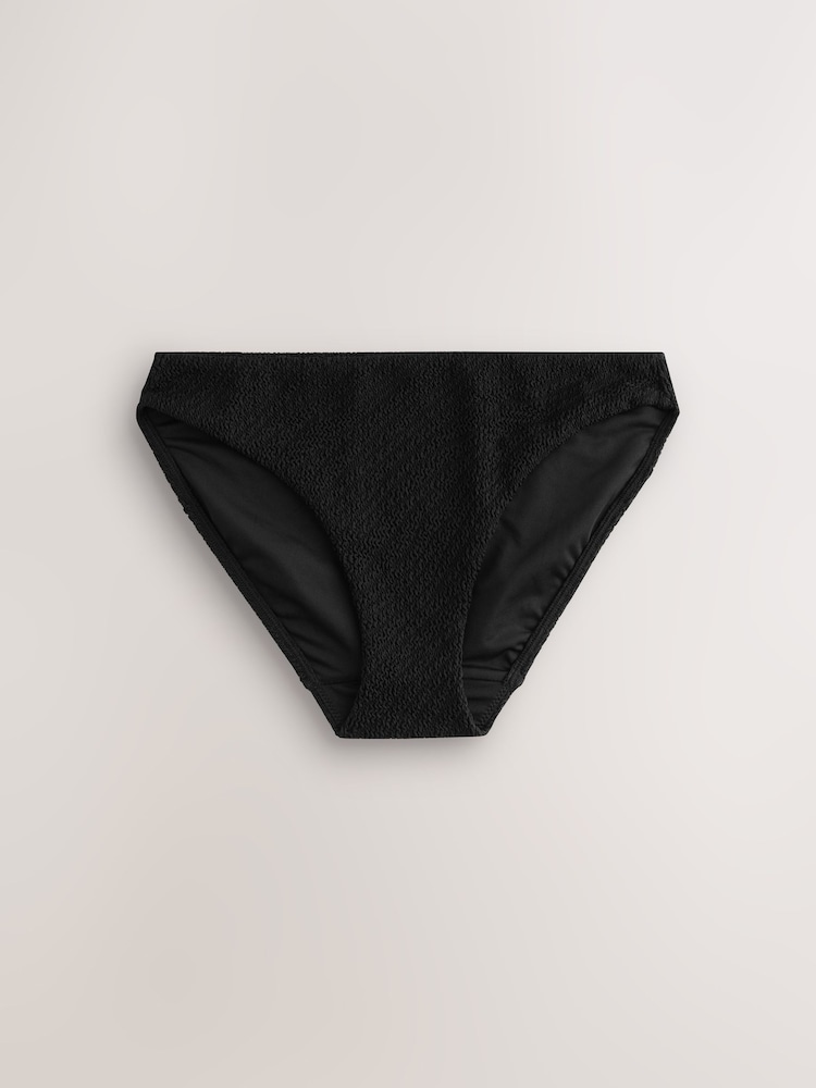 Black Crinkle High Leg Bikini Bottoms - Image 1 of 4 Black Crinkle High Leg Bikini Bottoms - Image 1 of 4