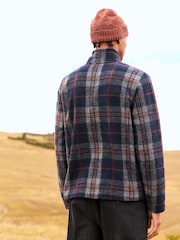 Brown Check Full Zip Funnel Neck Fleece - Image 3 of 10