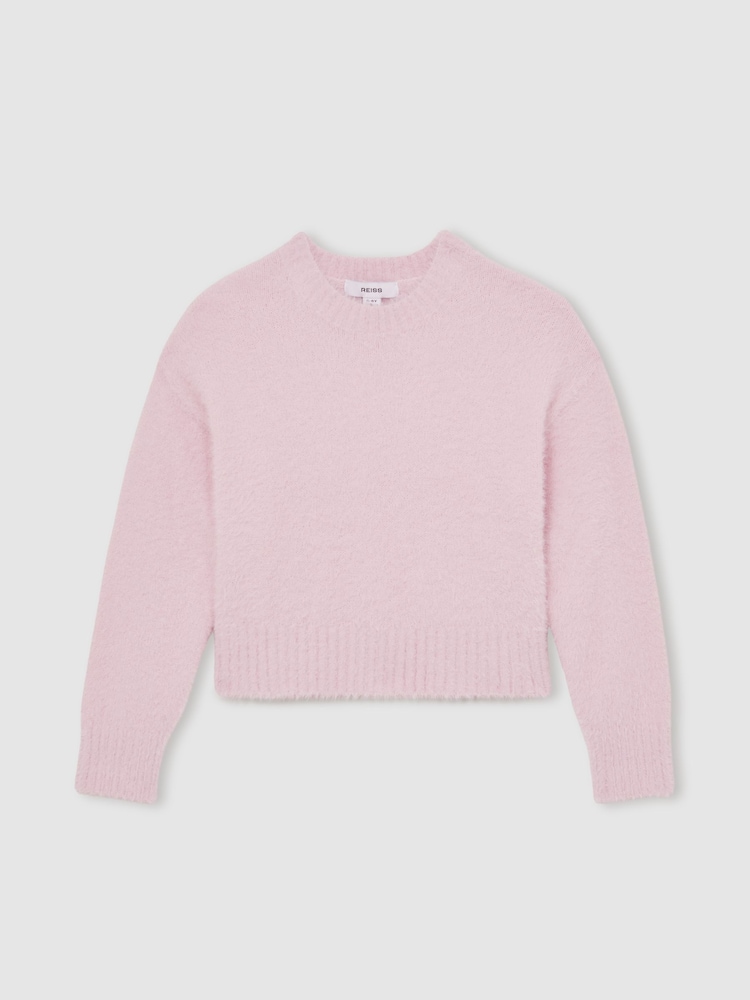 Reiss Pink Gracie Fluffy Crew-Neck Jumper - Image 2 of 4 Reiss Pink Gracie Fluffy Crew-Neck Jumper - Image 2 of 4