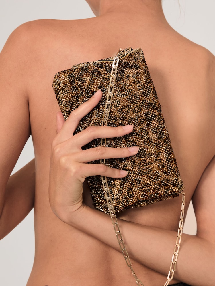 Reiss Animal Print Soho Leopard-Print Crystal Shoulder Bag - Image 2 of 6 Reiss Animal Print Soho Leopard-Print Crystal Shoulder Bag - Image 2 of 6