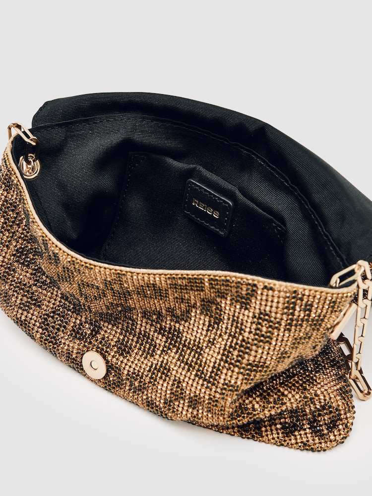 Reiss Animal Print Soho Leopard-Print Crystal Shoulder Bag - Image 6 of 6 Reiss Animal Print Soho Leopard-Print Crystal Shoulder Bag - Image 6 of 6