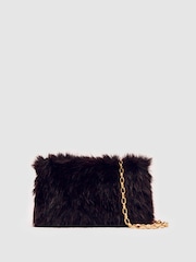 Reiss Burgundy Mila Faux Fur Shoulder Bag - Image 1 of 5