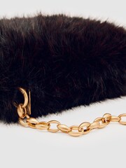 Reiss Burgundy Mila Faux Fur Shoulder Bag - Image 5 of 5