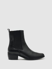 Reiss Black Maeva Leather Chelsea Boots - Image 1 of 5
