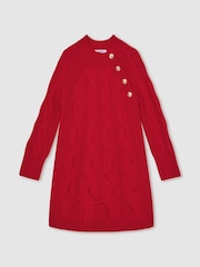 Reiss Red Harper Wool Cable-Knit Dress - Image 2 of 5