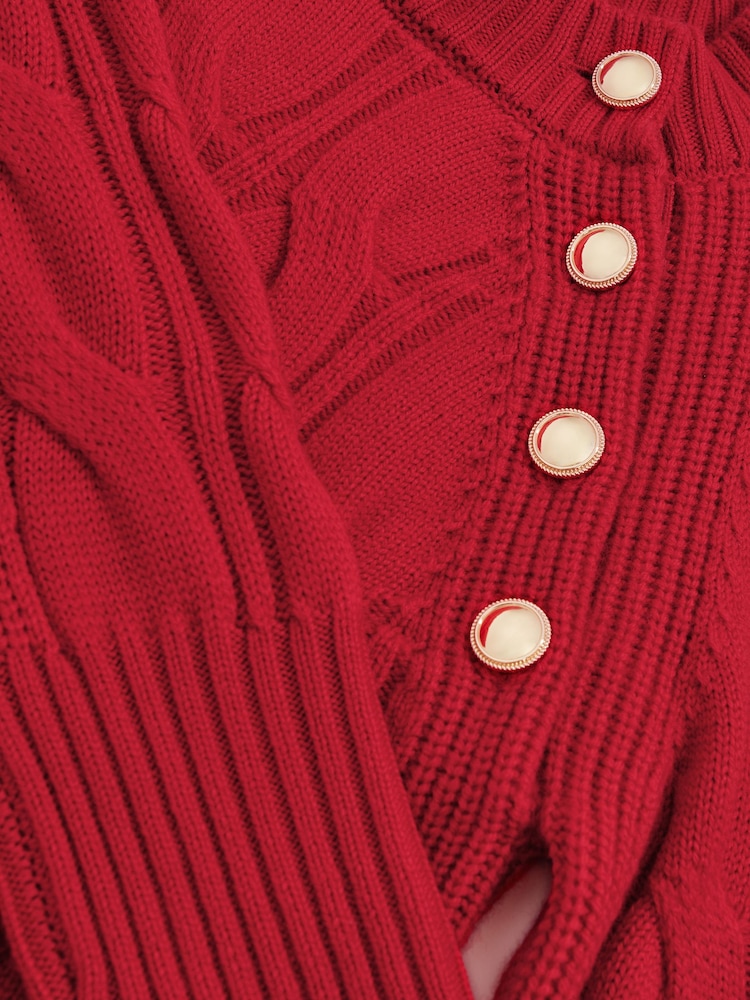 Reiss Red Harper Wool Cable-Knit Dress - Image 5 of 5